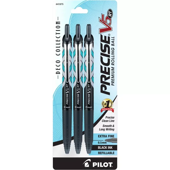 3pk Collection Rollerball Pens Extra Fine Point 0.5mm Black Ink