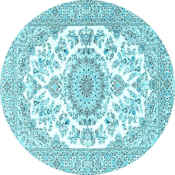 Ahgly Company Indoor Round Persian Light Blue Traditional Area Rugs, 4' Round