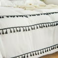 thumbnail image 6 of Move Over White Bedding Sets Queen Black Triple Layer Tassel Duvet Cover Set Solid White Pattern Washed Microfiber No Filling, 6 of 7
