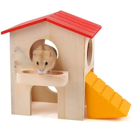 Picture of Hamster Hideout House - Deluxe 2 Layers Wooden Hideaway Hut Exercise ...