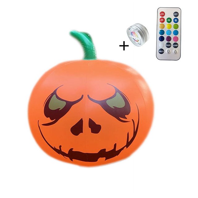 Calabaza de terror de Halloween inflable Rojo Verde 16 pulgadas que cambia de color