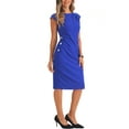 thumbnail image 4 of INSPIRE CHIC Women's Summer Dress Cap Sleeve Pleated Waist Elegant Midi Dress S Royal Blue, 4 of 6