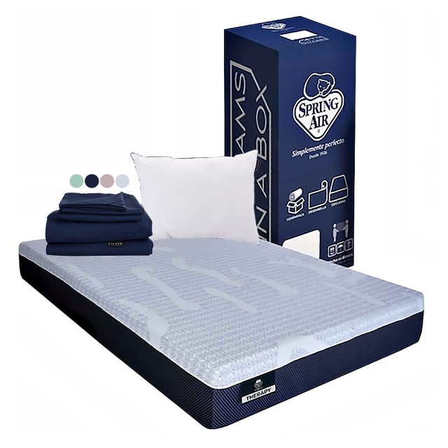 Colchón Queen Size Therapy Spring Air + Almohada One + Sabanas Softy
