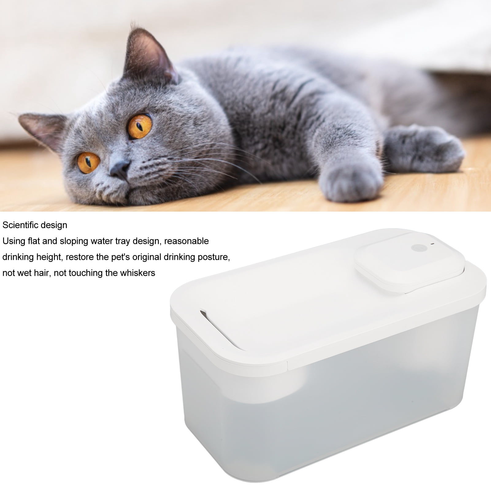 NFTIGB Battery Operated Cat Water Fountain Silent Wireless Multi Filter Automatic Drinking Dispenser 60 fl oz / 1800 ml for Cats and Dogs