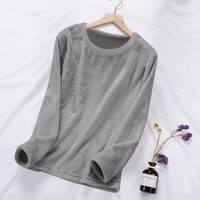 TACILIP Pyjama à Manches Longues pour Femmes Hauts Chandail Col Rond pour Automne Hiver Vêtements de Nuit Chauds