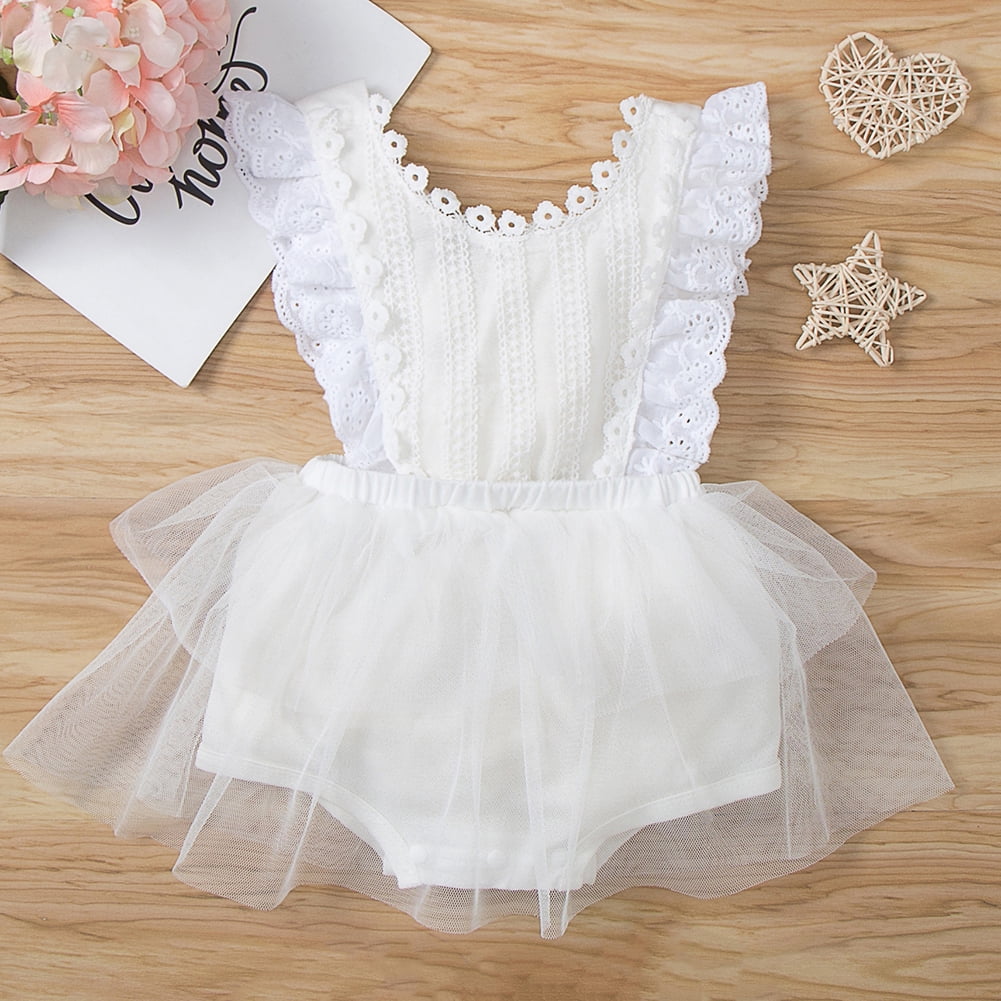 Newborn Baby Girl Lace Romper Dress Jumpsuit Tulle Skirt Wedding Princess Clothes Outfits