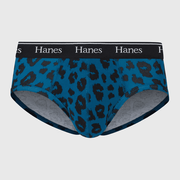 Hanes Originals Premium Men's Briefs - Blue Leopard Print, Small