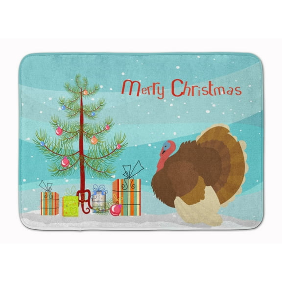 Carolines Treasures BB9357RUG French Turkey Dindon Christmas Machine Washable Memory Foam Mat Teal 19 X 27" multicolor