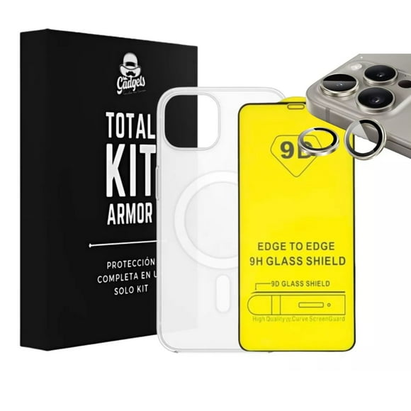 Kit Funda + Mica Pantalla + Aros Cámara Para iPhone Magsafe Para Iphone 16 pro / Titanio