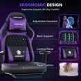 thumbnail image 4 of JONPONY Big and Tall 500LBS Ergonomic Gaming Chair, Gamer Chair PU Leather with Footrest and Lumbar Support, High Back Office Chair Support 8 Hours Long Sitting, Computer Chair,2D Armrests，Purple, 4 of 9