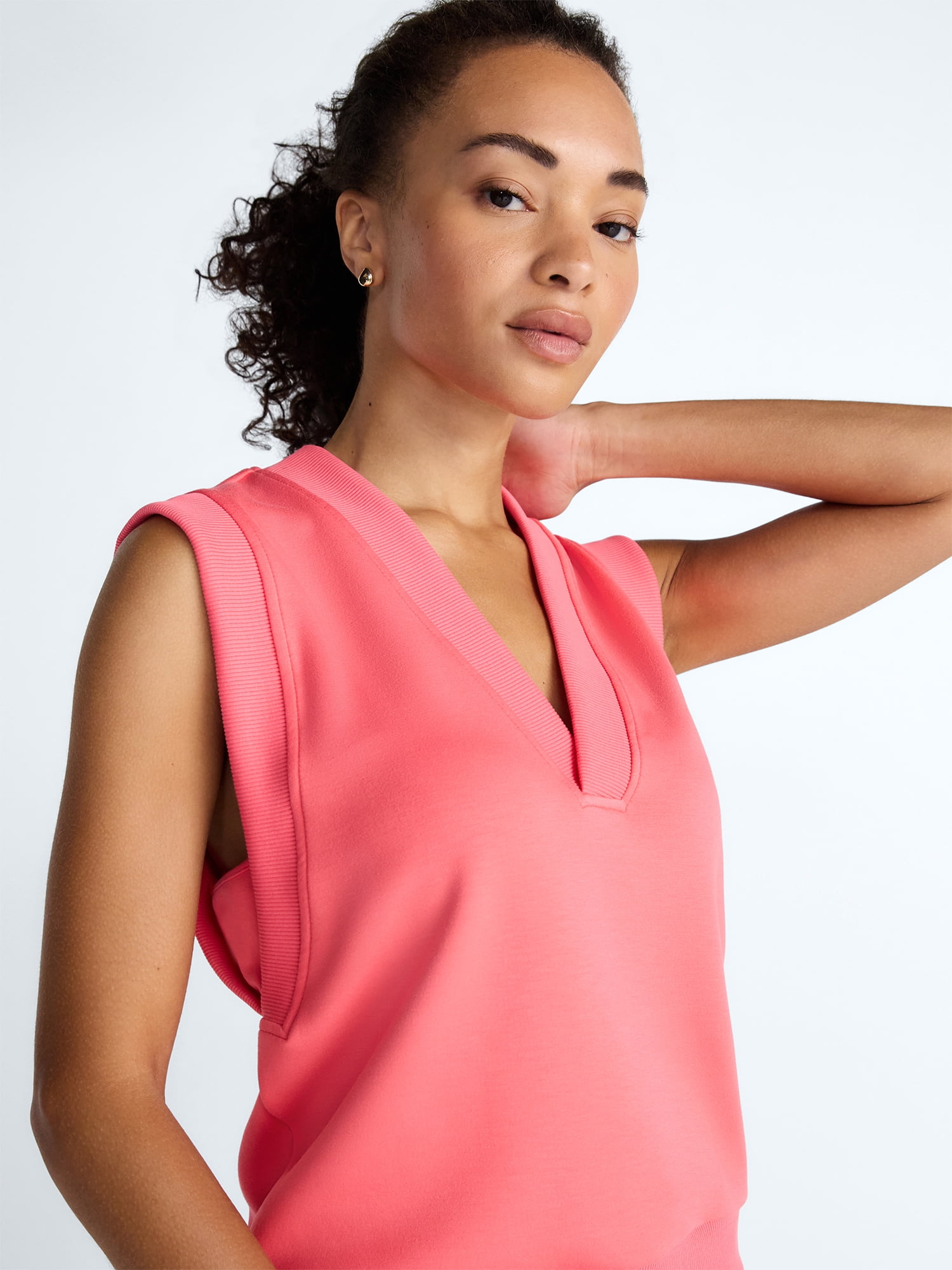 Scoop Women's Scubaknit Sleeveless Deep V-Neck Top, Sizes XS-XXL