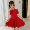 thumbnail image 2 of EnJoCho Kids Toddler Girls Cheongsam Princess Dress Short Bubble Sleeve Patchwork Chinese Traditional Qipao Party Outfit 𝖧anfu Clothing Apparel Asian Oriental Festival Celebration Costum𝖾, 2 of 8