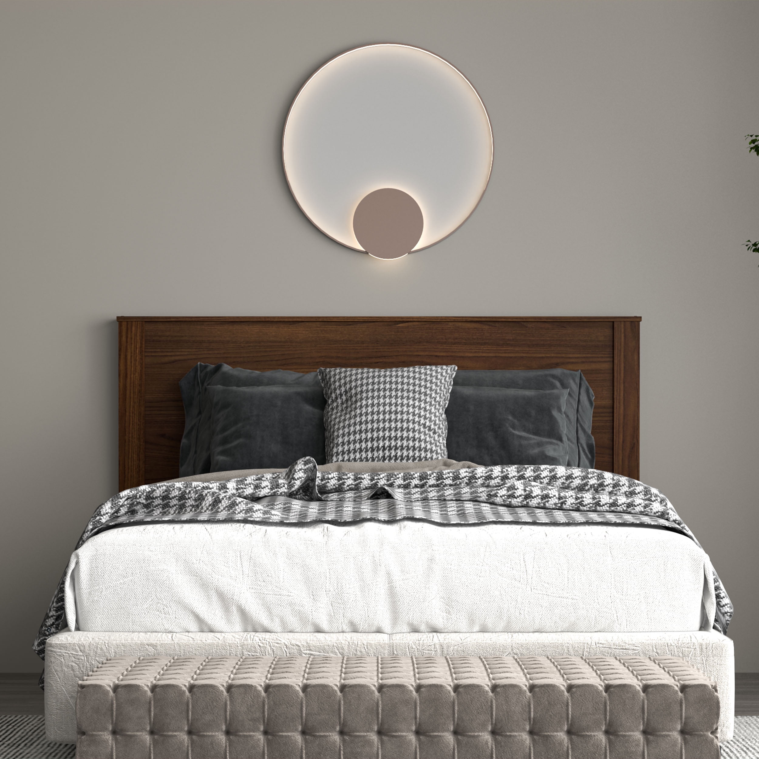 Polifurniture Juliette Queen Size Wood Panel Headboard, Walnut