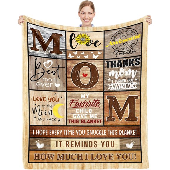 Mother's Day Birthday Gift for Mom, Mom Blanket, Mother Christmas Birthday Presents, Gift for Moms from Daughter Son for Mothers Day Christmas