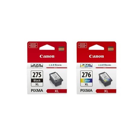 Canon PG-275XL Black and CL-276XL Color Ink Cartridge (Black  Cyan  Magenta and Yellow) 1 pack Canon PG-275XL Black Ink Cartridge + 1 pack of CL-276XL Color Ink Cartridge The PG-275 XL Pigment Black Ink Cartridge produces crisp  sharp black text for all your documents. XL capacity ink cartridges can help you save money  print more when you need to and extend the time between replacing ink cartridges. Combined with the Genuine CL-276 Color Ink Cartridge and Canon photo paper this ink protects your photos from fading for longer  thanks to the ChromaLife100 System. Genuine Canon inks provide peak performance that is specifically designed for compatible Canon printers. The CL-276 XL Color Ink Cartridge produces colorful photos and images. XL capacity ink cartridges can help you save money  print more when you need to and extend the time between replacing ink cartridges. Combined with the Genuine PG-275 Pigment Black Ink Cartridge and Canon photo paper this ink protects your photos from fading for longer  thanks to the ChromaLife100 System. Genuine Canon inks provide peak performance that is specifically designed for compatible Canon printers. PG-275 XL Black Ink Cartridge Ink volume: 11.9ml CL-276XL Color Ink Cartridge Ink volume: 12.6ml Compatibility -- PIXMA TS3520 Wireless All-in-One Printer Black -- PIXMA TS3520 Wireless All-in-One Printer White