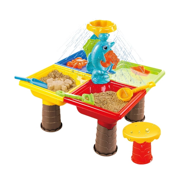 Table de Sable et d'Eau Ensemble de Bac à Sable de Jardin Extérieur Table de Jeu Jouet de Plage d'Été pour Enfants