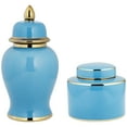 thumbnail image 2 of Kensington Hill Nirvana Turquoise and Gold 2-Piece Porcelain Jar Set with Lids, 2 of 9