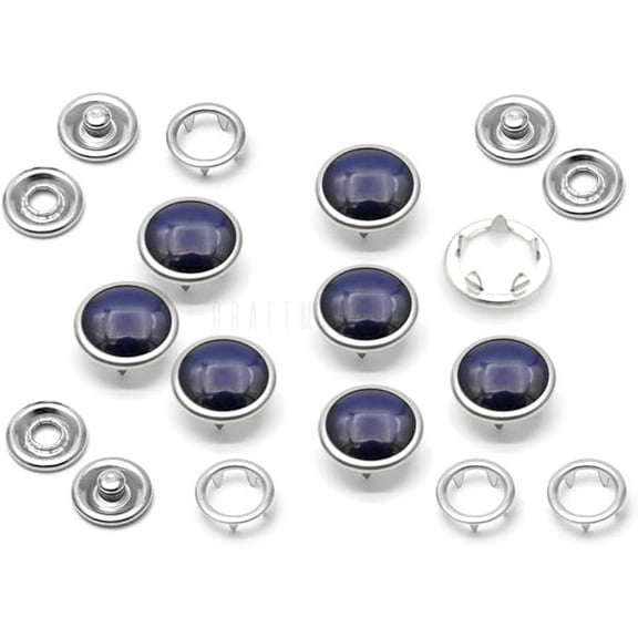 20 Pack Pearl Snap Fasteners for Western Shirts, 10.5mm, Washable Pearl-Like Buttons (Dark Blue)