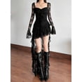 thumbnail image 5 of Black Dress With Square Neck And Bell Sleeves, 5 of 22