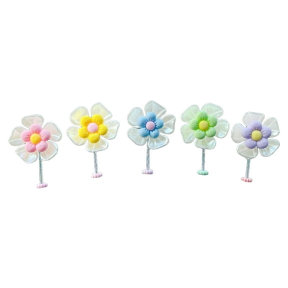 Cute Flower Car Accessories Set Daisy Steering Wheel Cover with Colorful Air Vent Clips Floral Flower Car Accessories for Women Men Girls Car Decorations