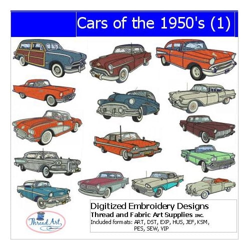 GM CLASSIC 50'S CARS COLLECTION MACHINE EMBROIDERY DESIGNS ON CD OR USB 