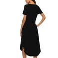thumbnail image 2 of SWSMCLT Women's 2025 Lounge Dress Autumn Loungewear Comfy Classic Lounge Short Sleeve Night Shirt Mid Calf Billowy Black Small, 2 of 4