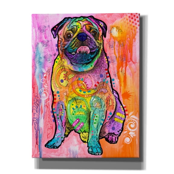 Epic Graffiti 'Pugs & Kisses' by Dean Russo, Canvas Wall Art, 12"x16"
