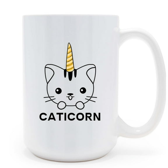 Mycheny Caticorn Coffee Mug for Cat Lovers, Meowgical Caticorn Cup 15 Oz, Cat Unicorn Mug, Cat Lover Gifts