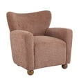 thumbnail image 3 of Christopher Knight Home Wingback Chair, Boucle Upholstered Accent Chair with Solid Wood Legs, Coral, 3 of 9