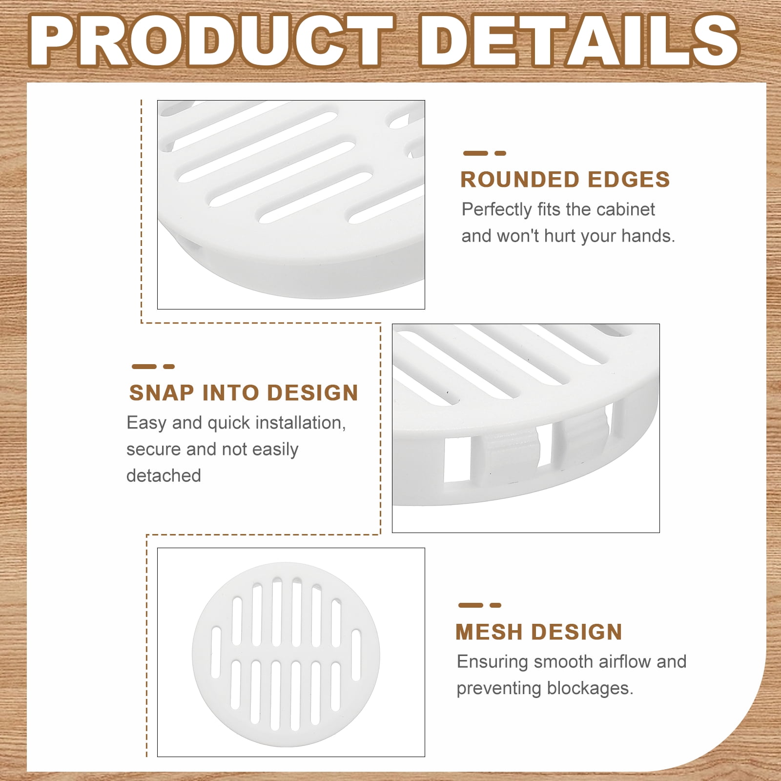 Uxcell 25pcs Round Cabinet Vent 2.36" (60mm Openings) Plastic Circular Soffit Exhaust Vent Soffit Louver Vent Mesh Hole for Bathroom Home Office Kitchen Cabinet Wardrobe, White