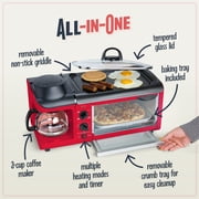 Nostalgia Retro 3-in-1 Breakfast Station with Coffeemaker, Griddle, and Toaster Oven, Retro Red