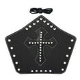 thumbnail image 4 of Steampunk Black PU Wide Wristband Medieval Cross Rivets Bracer Cuff ., 4 of 8