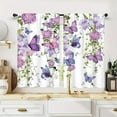 thumbnail image 2 of Purple Butterfly Kitchen Curtains Rod Pocket Farmhouse Floral Lavender Lilac Spring Summer Leaves Small Short Cafe Curtains Girly Window Treatment Drapes Home Decor(27.5W X 39L Inch 2 Panels), 2 of 6