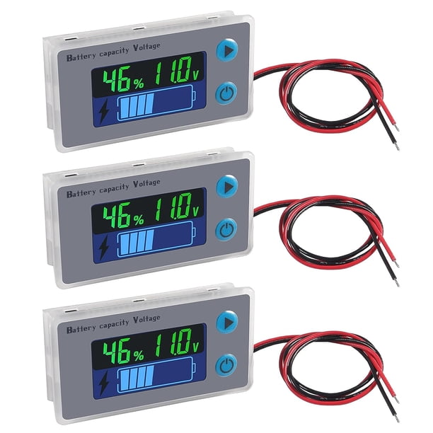 (3 uds) Monitor de batería 10-100V probador de capacidad de batería Digital, medidor de interruptor de temperatura de voltaje de nivel de porcentaje