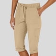 thumbnail image 2 of Capri Pants for Women Summer Casual Elastic High Waist Rolled Up Straight Leg Cropped Cargo Pants, 2 of 7