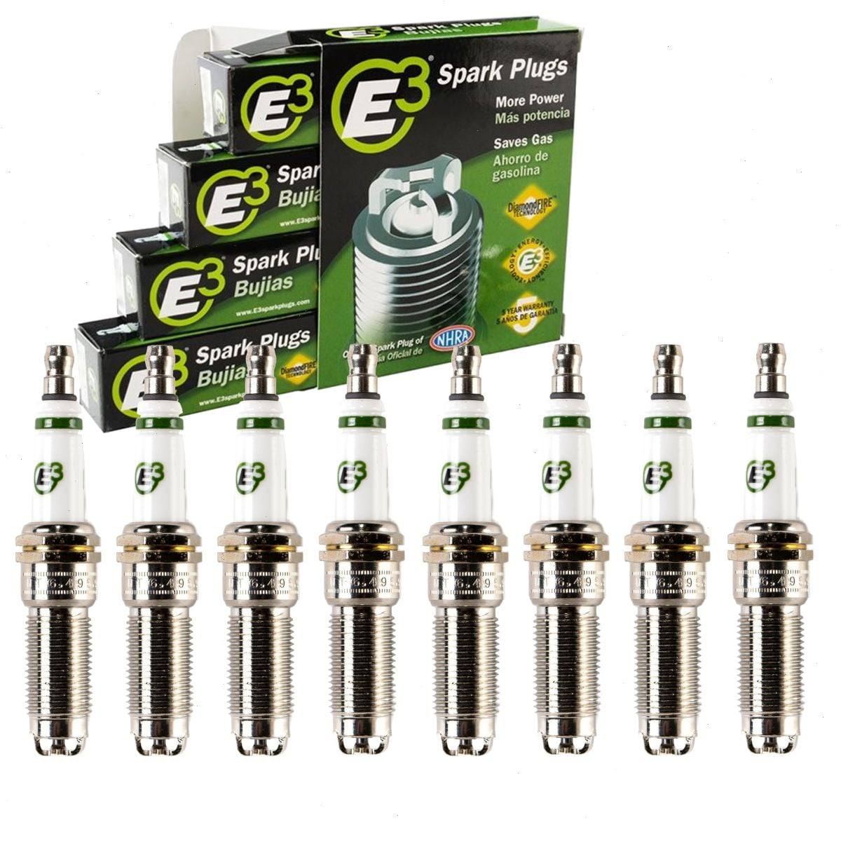 8 pc E3 Spark Plugs compatible with Chevrolet Camaro 6.2L V8 2016-2021