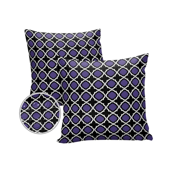 Pack of 2 Outdoor Pillow Covers, Purple Morocco Textures Halloween Waterproof Square Throw Pillowcase Cushion Decorative Pillow Covers for Couch Patio Tent, 18x18 in