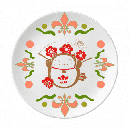 

Cherry Blossoms Lucky Fortune Cat Japan Flower Ceramics Plate Tableware Dinner Dish