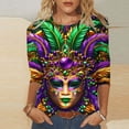 thumbnail image 2 of QATAINLAV Limited Time Deals Of The Day Womens 3/4 Sleeve Tops Casual Crew Neck T Shirts Trendy Cute Floral Print Blouses Dressy Fall Basic Tops Multicolor L, 2 of 6