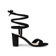 thumbnail image 3 of BLISSFUL STEP Women's Open Toe Lace up Block High Heels Sandals Black 7, 3 of 8