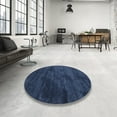 thumbnail image 4 of Ahgly Company Machine Washable Indoor Round Contemporary Azure Blue Area Rugs, 5' Round, 4 of 7