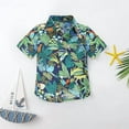 thumbnail image 2 of Toddler Boys Hawaiian Shirt Baby Boy Button Down Shirt Kids Short Sleeve Tops Beachwear Print Aloha Cotton T Shirts for 1-7 Years, 2 of 7