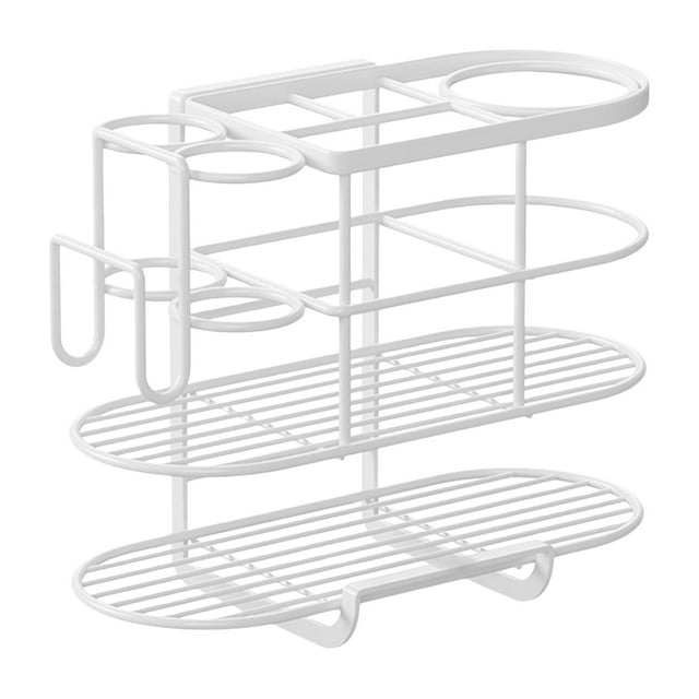 Soporte de almacenamiento de salón de hierro para secador de pelo, varitas rizadoras, alisadores de pelo, soporte para alisadores de pelo, salones de Blanco Colco Soporte para secador de pelo
