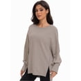 thumbnail image 3 of Women Oversized Sweatshirts Crewneck Side Slit Pullover Long Sleeve Casual Tops, 3 of 6