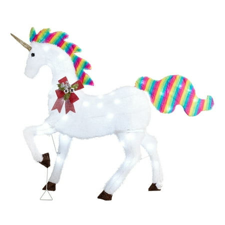 Holiday Time Light Up LED Unicorn Indoor/Outdoor Christmas Decoration, 42"