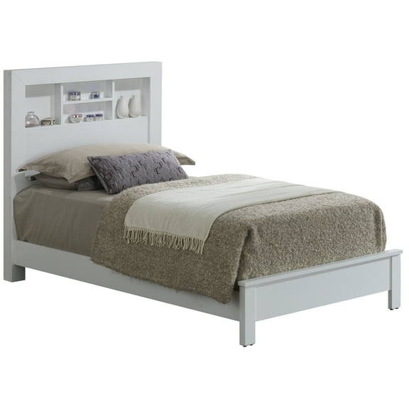 Twin Bed Frame Antique Style White Metal Platform Bed - Homestock