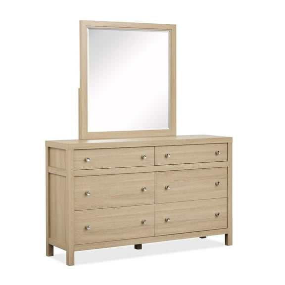 Magnussen Home Merrifield Sandstone Beige Dresser With Portrait Mirror