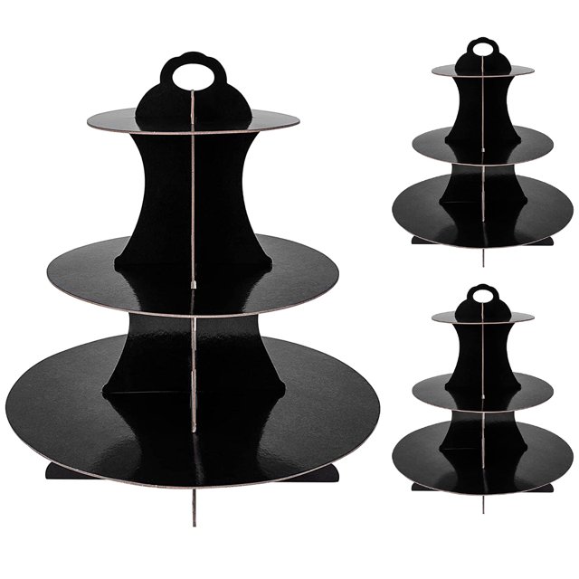 Muyoka 3 soportes para cupcakes de 3 niveles de cartón para cupcakes, reutilizables, redondos, para postres, biodegradables, para cumpleaños, bodas, fiestas, aniversarios, baby shower Muyoka Hogar