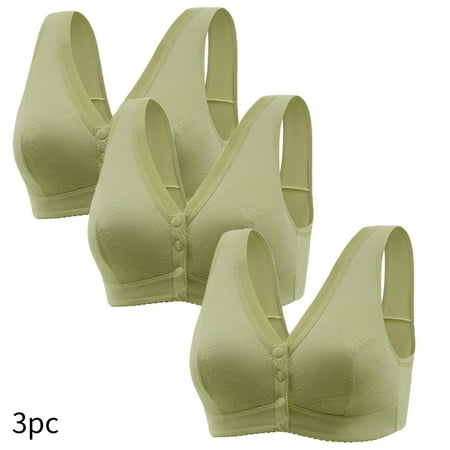 Itsame 3 Pack Everyday Casual Bra Set Womens Full Support Bra Cotton Wireless Comfort Bralette Green Size 4XL