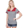 thumbnail image 2 of Kavio! Women Jersey V Neck Football Tee Dark H.Gray/Red XL, 2 of 2